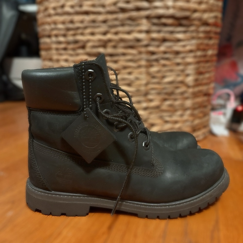 Timberland Premium 6-Inch Waterproof Boots — Black Nubuck — Women’s 8
